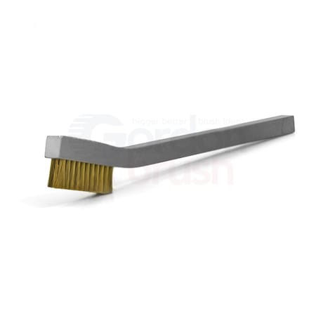 Gordon Brush 3x11 Row 0.003 Brass Wire and Al Handle Hand-Laced Scratch Brush, PK12 33BA